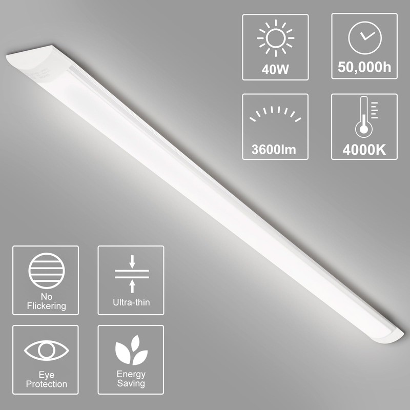 Jazoctig 4-Pack 4FT LED Batten, Close to Ceiling Light fixtures,