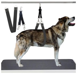 Pet Dog Grooming Belly Straps - Pet Dog Grooming Loops Purple Groomer Belly Support Band Wide Waterproof Strong PVC Belly Loop Grooming Restraint for Pet Bathing Grooming (Black-Long)