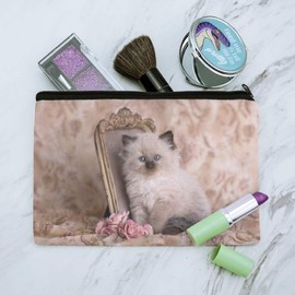 Ragdoll Tiffany Cat Kitten Victorian Roses Makeup Cosmetic Bag Organizer Pouch