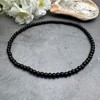XL Black Glass Bead Anklet on Elastic - Handmade Minimalistic