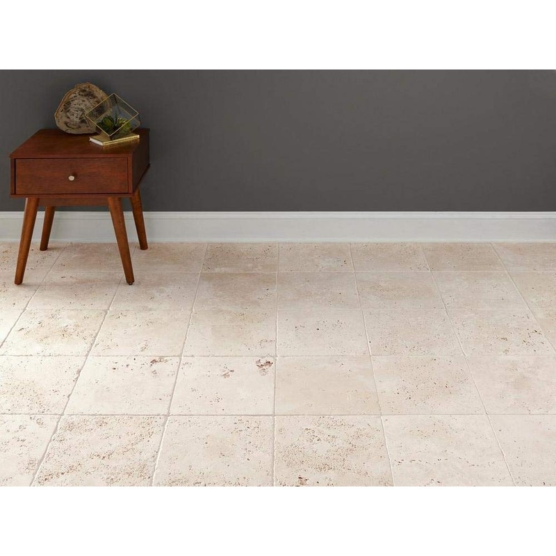 Squarefeet Depot 6" x 6" Tumbled Travertine Tile, Biscuit, 0.25