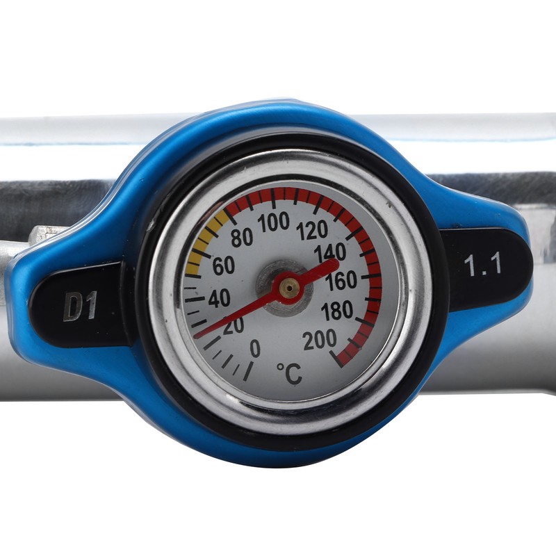 38mm/1.5in Inline Radiator Hose Filler Aluminum With Temperature Gauge for
