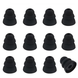 ALXCD Triple Flange Ear Tips Compatible with Beats Fit Pro/Studio Buds/WF-1000XM4/ WF-C500/ PB Pro, 6 Pairs Medium Size Triple Flange 3 Flange Noise Isolation Silicone Replacement EarTips, M Black