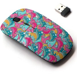 2.4G Wireless Mouse with Cute Pattern Design for All Laptops and Desktops with Nano Receiver - Cute Dinosaurs Set