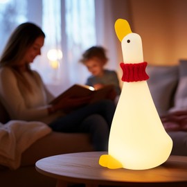 Gefaxi Duck Night Light Silicone Cute Dorm Bedroom Home Decor Night Light for Breastfeeding Squishy Duck Nightlight Cordless Rechargeable Dimmable Touch Fun Bedside Desk Lamp for Christmas Gifts (Dream Duck)