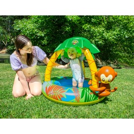 Poolmaster Learn-to-Swim Go Bananas Monkey Inflatable Kiddie Pool With Canopy