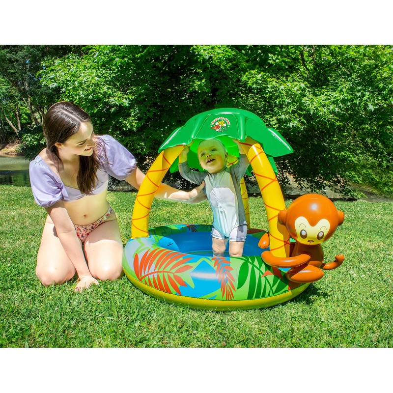Poolmaster Learn-to-Swim Go Bananas Monkey Inflatable Kiddie Pool With Canopy