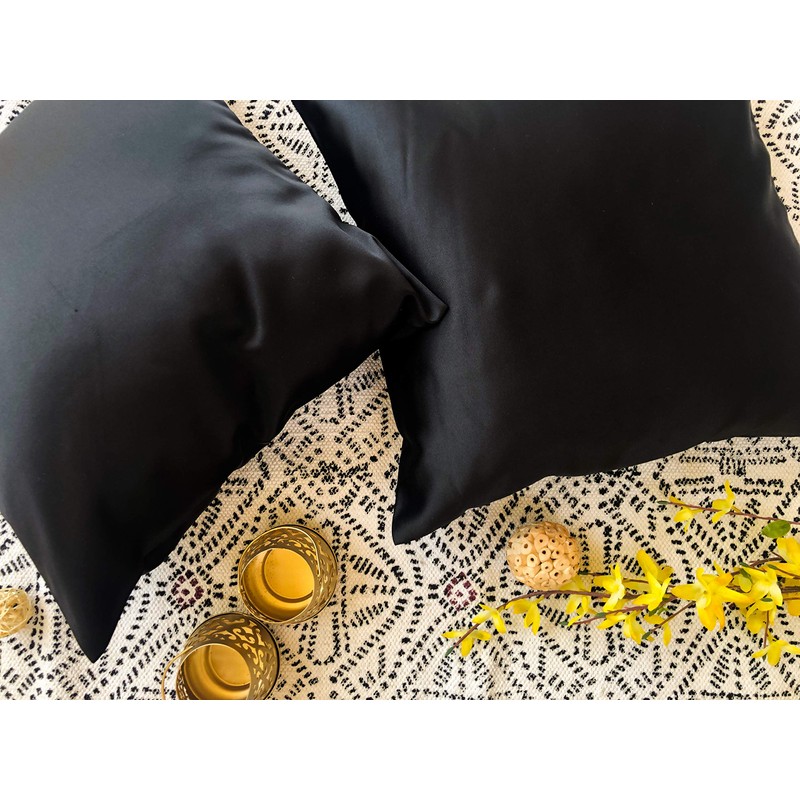 Black - Heavy Satin Throw Pillow Cover - 20 x