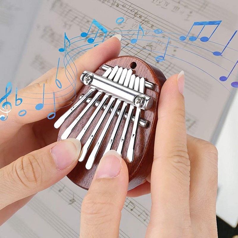 8 Tone Kalimba Thumb Piano C Key Mini Portable Mahogany