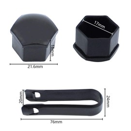 TXErfolg 40 Pieces Wheel Bolt Caps 17mm Universal Tyre Nut Covers with 2 Pieces Removal Tool for Cars Black