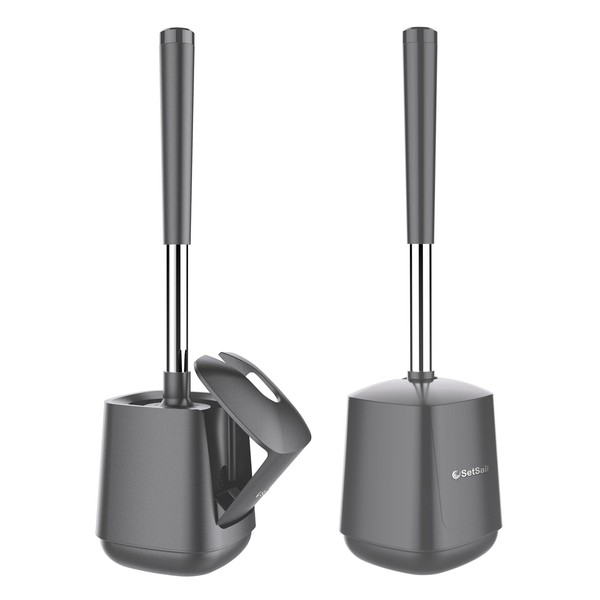 SetSail Toilet Brush and Holder 2 Pack, Self Closing Lid