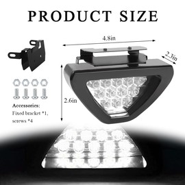 MUQIDA Car F1 Style Brake Light, Super Bright DRL Fog Rear Tail Third Brake Light with 12 LED, Waterproof F1 Style Triangle Warning Flash Lamp for Cars Trucks SUVs Safety Stop (White)