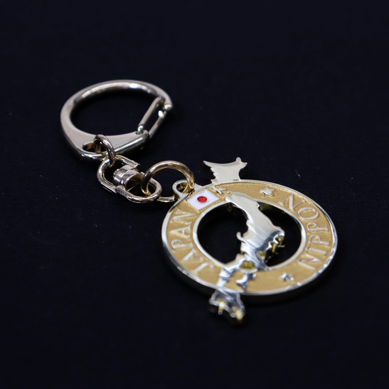 Castle Enterprise Japan Souvenir Key Chain (Japan Map Watermark, Gold)