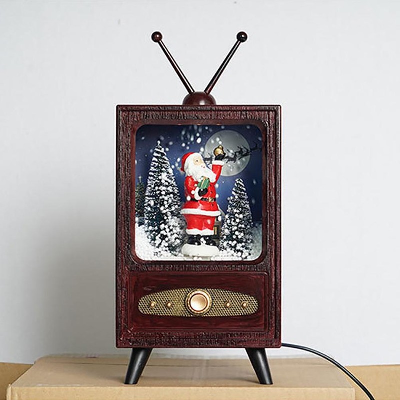 Mini Retro Christmas Snow Music TV Party Decoration Christmas Home