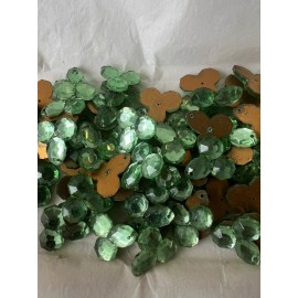 18MM VINTAGE W.GERMAN PERIDOT FOILED FLAT BACK SEW-ON JEWEL  FANCY SHAPE 72 PCS