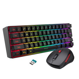 Snpurdiri 60% Wireless Gaming Keyboard and Mouse Combo, Include 2.4G Small Mini 60% Merchanical Feel Keyboard, Ergonomic Design Vertical Feel Wireless Mouse