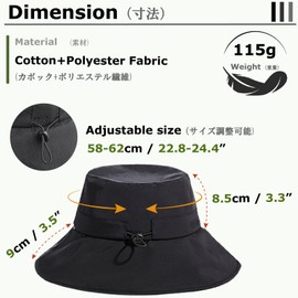 YAPJEB Bucket Hat, Safari Hat, Men's, Sun Protection Hat, UV Protection, UPF 50+, Fishing Hat, Lightweight, Stylish, Small Face, Breathable, Adjustable Drawstring, For Outdoor Activities, Mountain