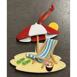 Polar X, PolarX Beach Chair & Umbrella Sunny Beach Day Relaxation Personalizable Ornament