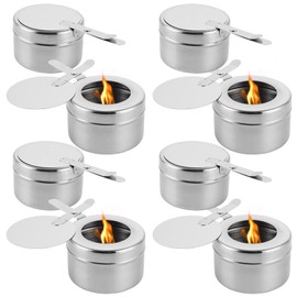 GBACHOOSE Pack of 8 fuel paste containers, fondue burner made of stainless steel, food warmer with cover, fuel paste for warming containers, spirit burner for chafing dish, fuel paste, buffet