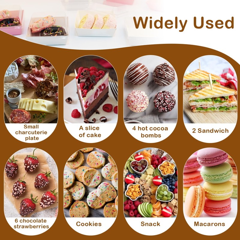 50 Pack Small Charcuterie Boxes with Clear Lids - Disposable