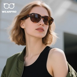wearPro over glasses sunglasses womens，Polarized fit over sunglasses for women UV400 Protection Unisex Classic Ultralight Shades For Cycling Driving Fishing-Tea brown