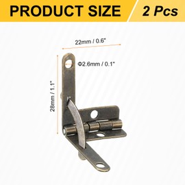 sourcing map 2Pcs Box Quadrant Hinge, 22x28mm Box Hinge Cases with Side Rail Retaining Arm 90 Degree Folding Support Hinges for Jewelry Wine Wooden Box, Bronze