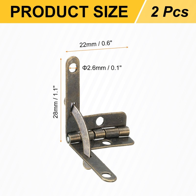 sourcing map 2Pcs Box Quadrant Hinge, 22x28mm Box Hinge Cases
