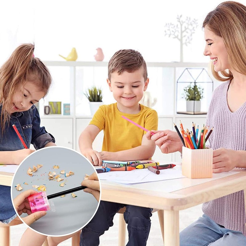 24 Pieces Pencil Sharpener with Container, 4 Colours Sharpener with