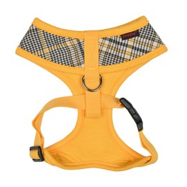 Puppia Lucas Dog Harness A (Over-The-Head) Fashionable Checkered Pattern Spring Summer Harness for Small and Medium Dogs, Yellow, Medium