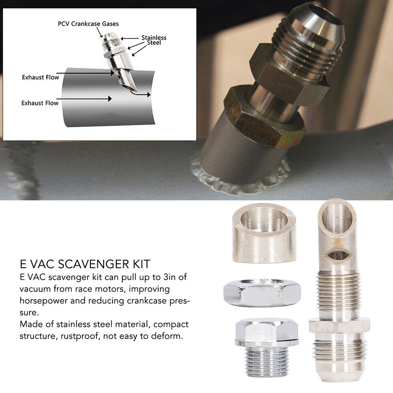 E VAC Scavenger Kit Stainless Steel Universal 10AN Bung M18