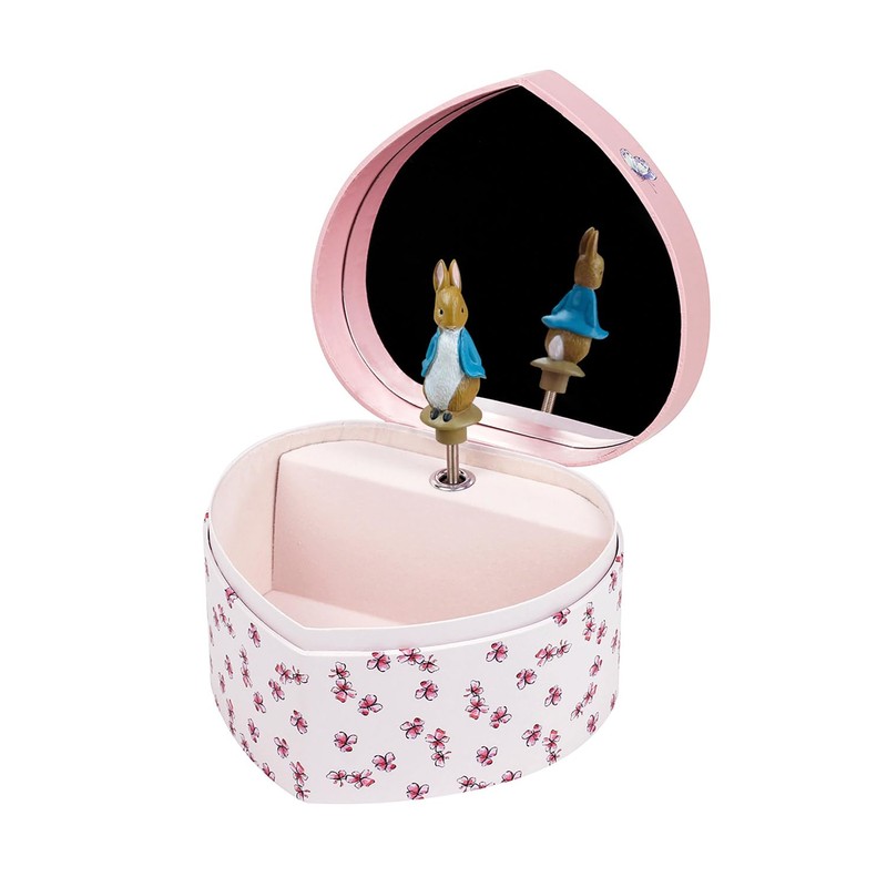 TROUSSELIER 6260387 Peter Rabbit Heart Shaped Pink Music Box for