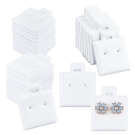 NBEADS 100 Pcs Earring Display Cards, PVC Jewelry Hanging Display Cards Puff Earring Cards Earring Holder Cards with Paper Packaging Box for Earrings Jewelry Display, White, 1.2x1Inch