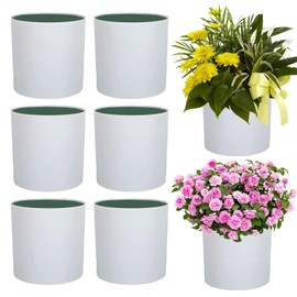 Kuabiz 6 Pcs Plastic Flower Boxes for Arrangements 5 x 5 Inch Cylinder Planter Box Floral Centerpiece Containers with Removable Foam Blocks for Wedding Home Garden Craft Decor