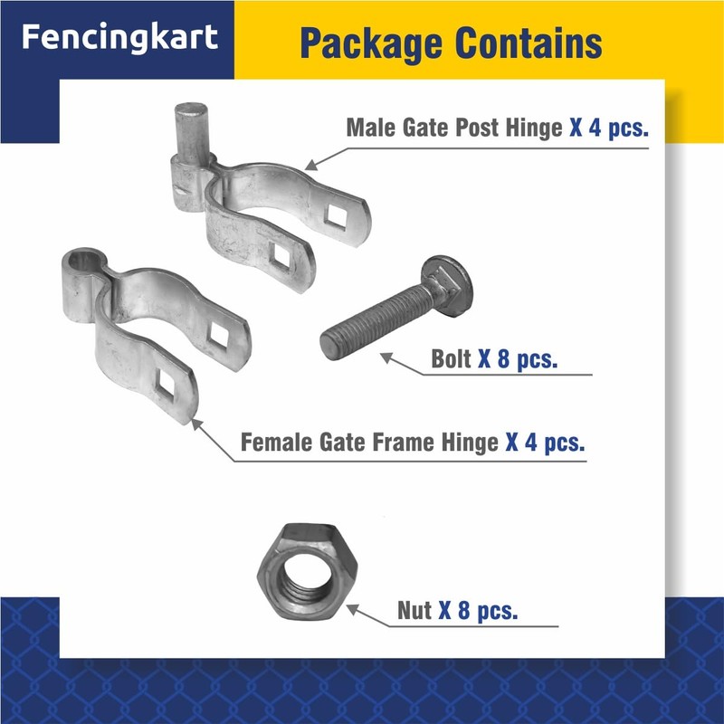 FENCINGKART Chain Link Fence Gate Hinge Kit,1-5/8 x 1-5/8 inch