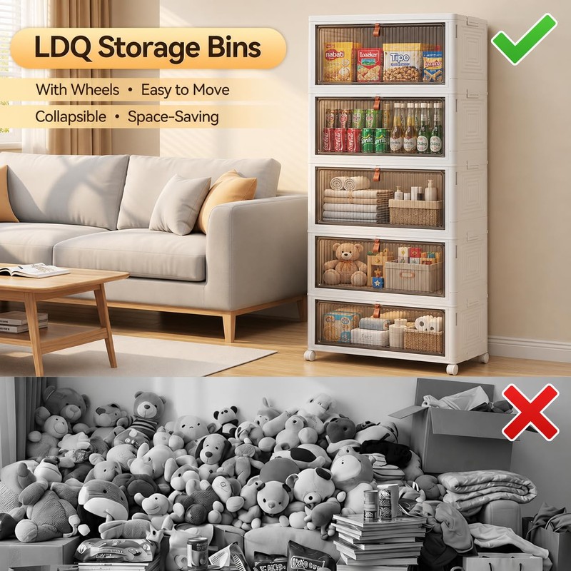 170 Qt Large Storage Bins with Lids, 5 Tier Stackable