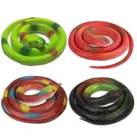 Rubber Snakes to Keep Birds Away - Realistic Fake Rubber Snakes for Garden Props to Scare Birds, Squirrels, Mice and Pranks (4 Pieces)