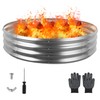 Raynesys 60 Inch Round Galvanized Fire Pit Ring, Silver Round