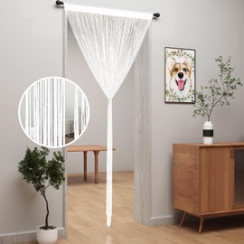 YIIBAII Cortinas de cuerda para puerta, cortinas con flecos para ventana, decoración de habitación, divisor de sala de estar (39 x 79 pulgadas, blanco)