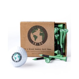 Green Swing Special Edition 70mm & 38mm Bamboo Golf Tees | Strong Sustainable Biodegradable | 30pcs