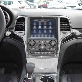 YAMUDA Compatible with Decorative Interior Protection Carbon Fiber Sticker for SUV Grand Cherokee 2014 2015 2016 2017 2018 2019 2020 2021 (Silvery 43pcs)