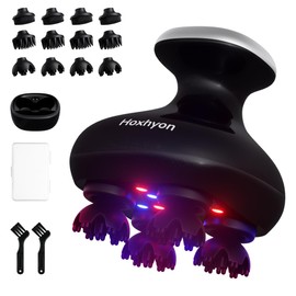 Hoxhyon Head Spa, Electric Scalp Brush, Red and Blue W Light, 3D Vibration, Scalp Cleaning, Scalp Care, Face & Whole Body, Relaxation Device, Home Salon, Bath, IPX7 Waterproof, Low Noise Design