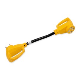 Camco PowerGrip Camper/RV Dogbone Electrical Adapter | Features 30-Amp Male (NEMA TT-30P) and 50-Amp Female (NEMA 14-50R) Ends | Rated for 125V/3750W (21051)