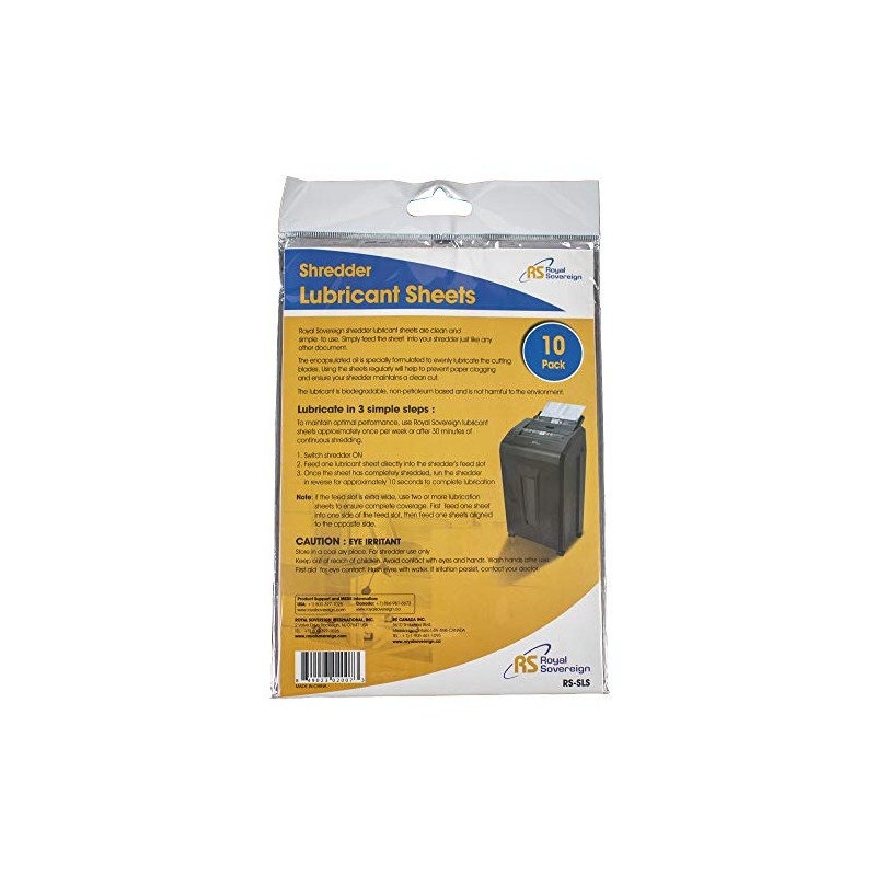 Royal Sovereign Shredder Lubricant Sheets, 10-Pack (RS-SLS)