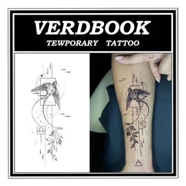 VERDBOOK Waterproof Temporary Tattoos: 2-Sheet Tattoo Kit with Realistic Body Stickers, Semi-Permanent Tattoos for Adults Lasting 7-15 Days – Safe for Men & Women, Pixel Bloom