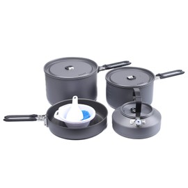 Fire-Maple Feast 4 Camping Cookware Kit Outdoor Cookware Set with Pots, Kettle, Saucepans and Spatula for Hiking Fishing Picnic