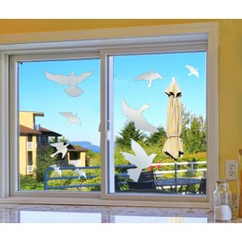 Anti Collision Window Bird Stickers Cling Save Birds and Glass Door Protection (12 Pcs, Transparent)