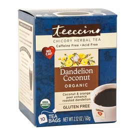 Teeccino Caffe Chicory Herbal Tea Dandelion Coconut 10 Tea Bags
