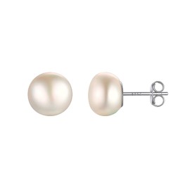 10mm Pearl Earrings Studs Women Hypoallergenic Large Silver Pearl Stud Earrings
