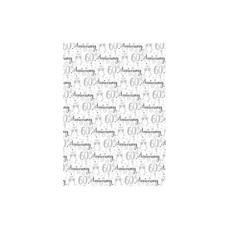 Party Angels 2 Sheets 60th Wedding Anniversary Wrapping Paper Champagne
