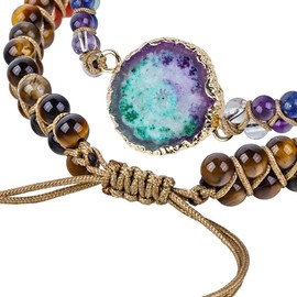 KYEYGWO 7 Chakras Crystal Stone Beads Bracelet for Women and Men, Carnelian Charms Adjustable Bangle for Prayer Balancing Yoga Meditation